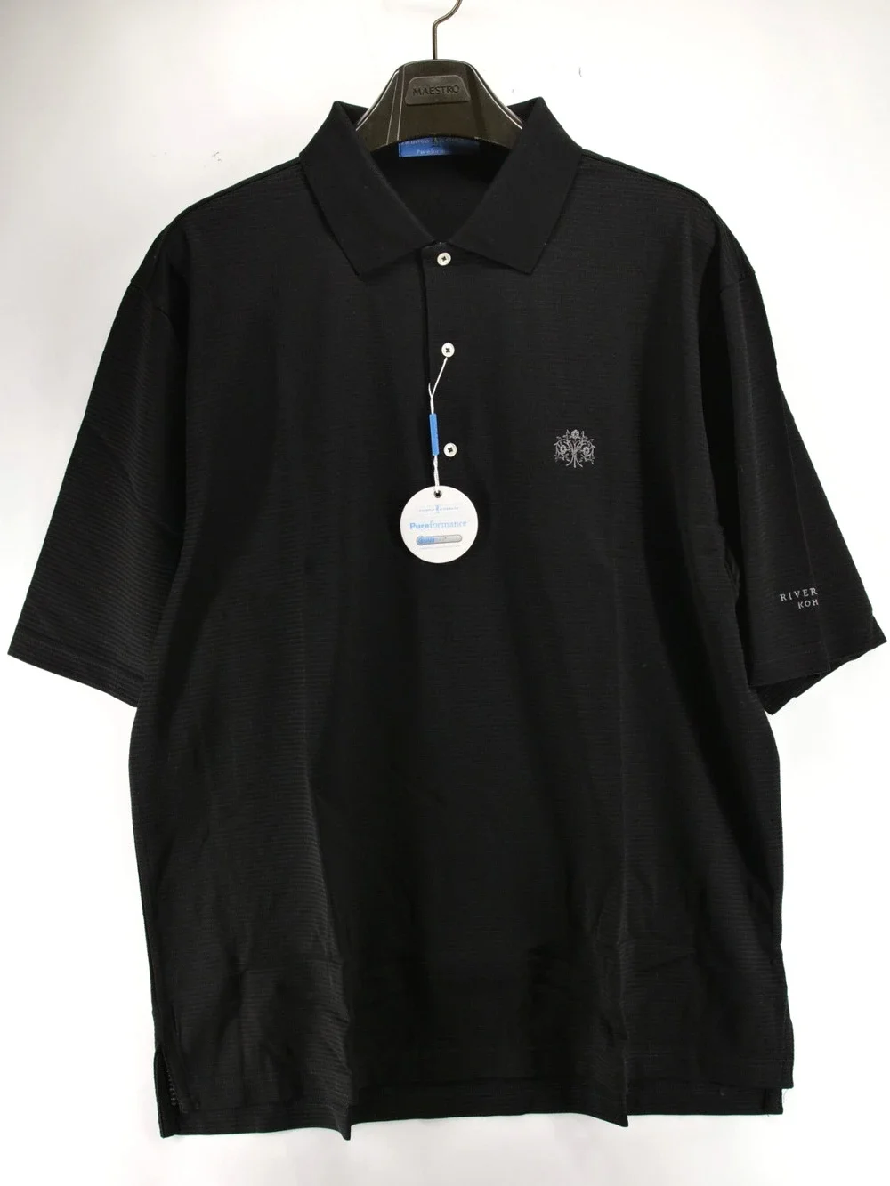 NWT Fairway & Greene Polo PureFormance Mens XL Black Riverbend Kohler Golf Club
